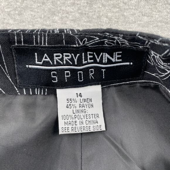 VTG Larry Levine Womens Pants 14 Black White Floral High Rise Straight Ankle - Picture 3 of 16